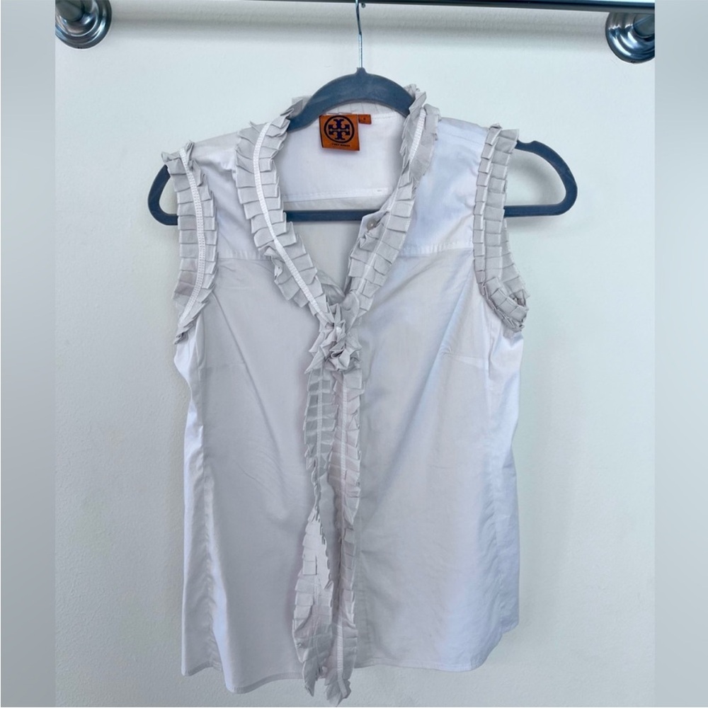 Tory Burch Ivory Ruffled Blouse